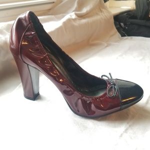 Chunk heel merlot heels. BCBG girls